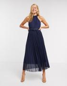 Style Cheat Pleated Midi Dress In Blue-blues