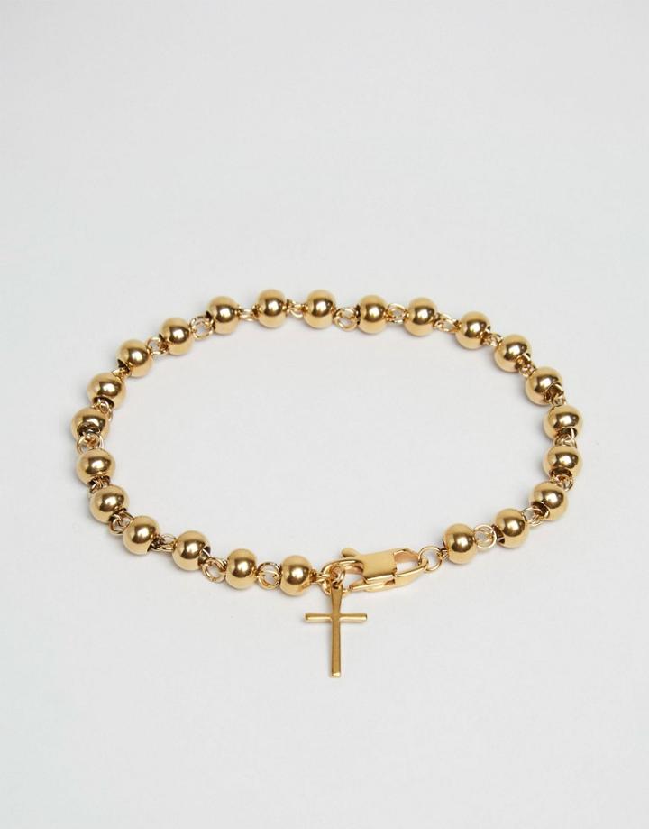 Mister Cross Beaded Bracelet In Gold - Gold