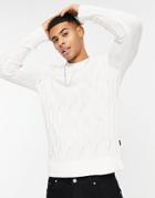 Only & Sons Cable Knit Sweater In White