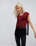 Religion Sheer Top With Sequin Vote Love In Tie-dye - Black