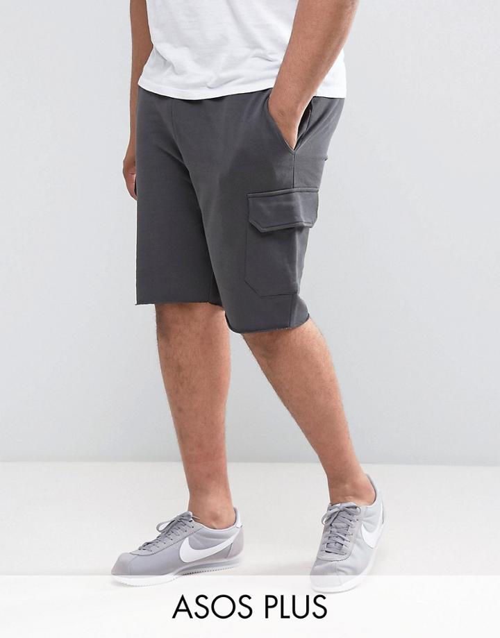 Asos Plus Skinny Jersey Shorts With Cargo Pockets In Green - Black