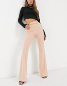 Asos Design Jersey Kick Flare Suit Pants In Pale Pink