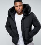 Sixth June Puffer Jacket In Black With Faux Fur Hood Exclusive To Asos - Black