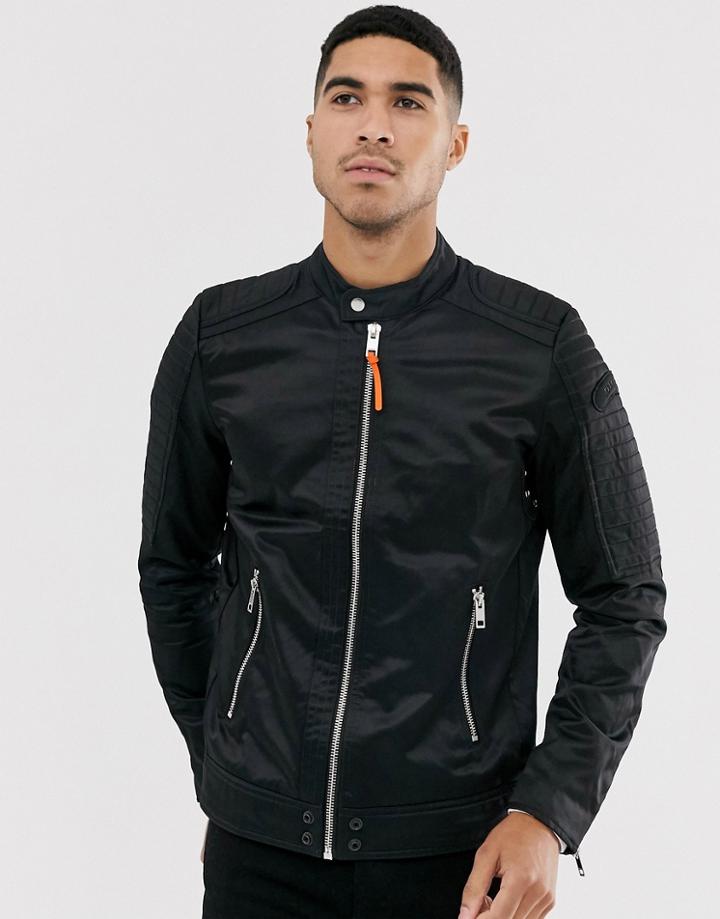 Diesel J-shiro Nylon Biker Jacket In Black