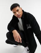 Asos Design 90s Oversized Cord Shirt In Black With La Embroidery