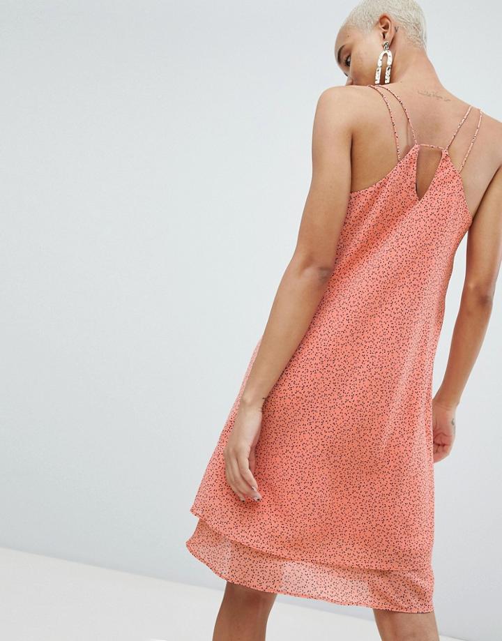 Pieces Printed Cami Dress With Strap Detail - Multi