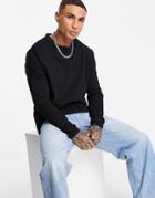 Asos Design Long Sleeve Relaxed Fit Heavyweight T-shirt In Black