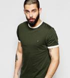 Farah T-shirt With Contrast Trim Slim Fit Exclusive - Green