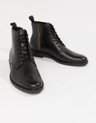 Aldo Alenia Lace Up Boots In Black Leather