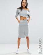 Asos Tall Midi Skirt In Deconstructed Jersey - Gray