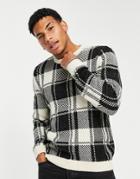 New Look Knitted Sweater With Mini Check In Black
