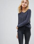 Vero Moda Round Neck High Low Sweater - Black