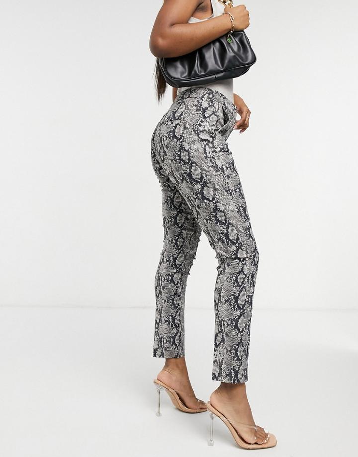 Mango Straight Leg Tailored Pants In Snake Print-multi