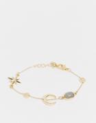 Asos Design Chain Bracelet With Moon And Star Design In Gold Tone