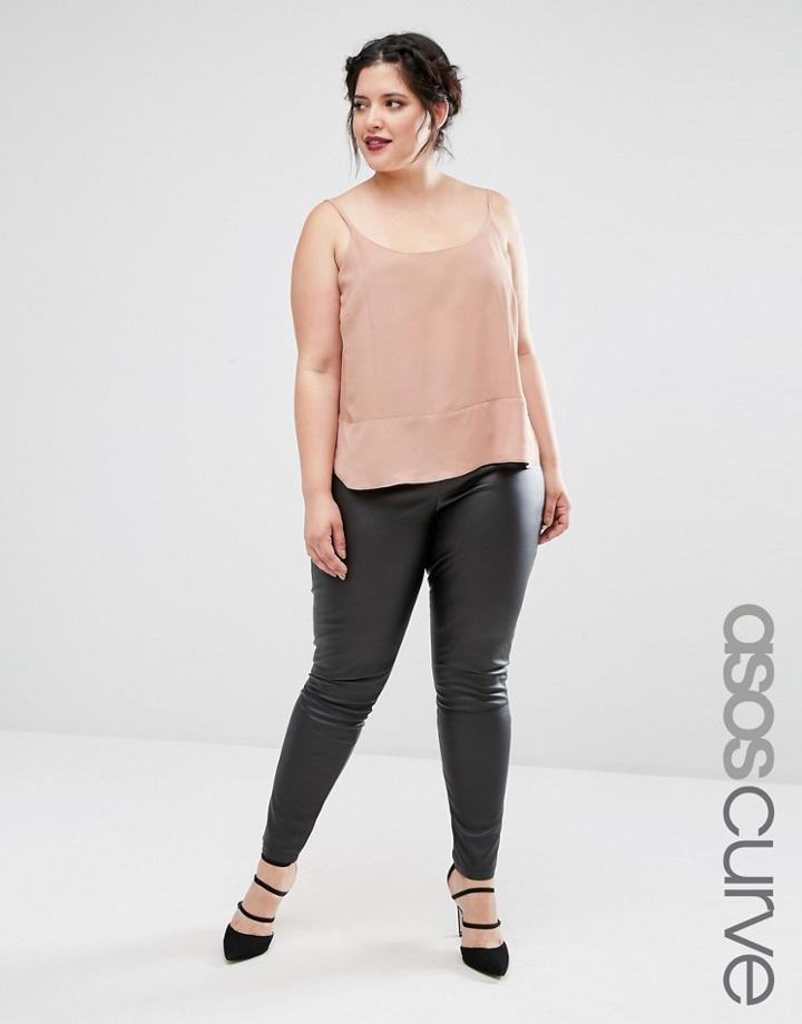 Asos Curve Leather Look Stretch Skinny Pants - Black
