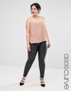 Asos Curve Leather Look Stretch Skinny Pants - Black