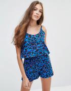 Your Eyes Lie Strappy Boho Romper - Purple Leopard