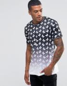 Good For Nothing Fade T-shirt With All Over Logo Print - Black