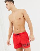 Hugo Reverse Logo Swim Shorts - Red