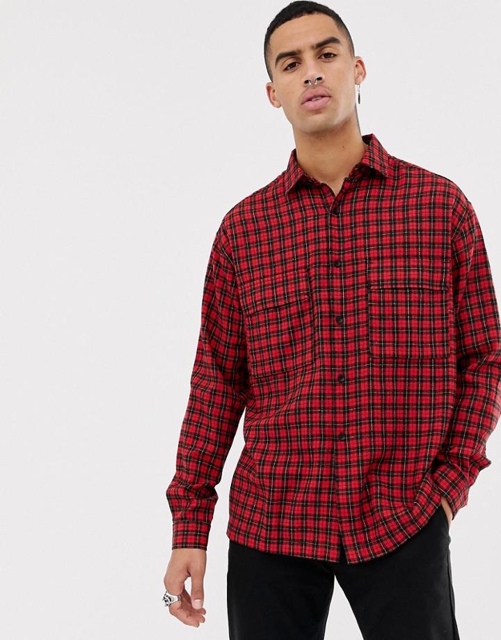 Mennace Shirt In Red Check