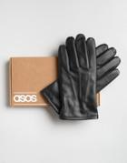 Asos Leather Gloves In Gift Box In Black - Black