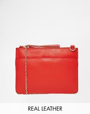 Oasis Leather Stephanie Clutch Cross Body In Red - Red
