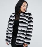 Junarose Striped Faux Fur Coat - Multi