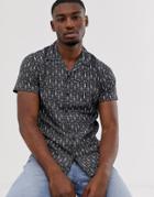 Jack & Jones Premium Slim Fit Shirt In Geometric Print With Revere Collar