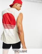 Only & Sons Oversized Tank With Sun Back Print In Beige - Exclusive To Asos-neutral