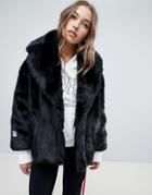 Jakke Cropped Coat In Faux Fur - Black