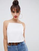 Asos Design Boxy Square Neck Crop Cami - White