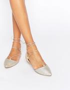 Call It Spring Cinnabar Silver Lace Up Ghillie Flat Shoes - Silver
