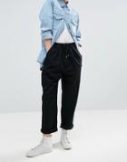 Asos White Denim Jogger With Tie Detail In Washed Black - Black