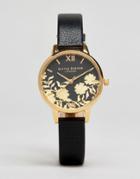 Olivia Burton Lace Detail Leather Watch Ob16mv60 - Black
