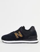 New Balance 574 Sneakers In Black And Leopard Print