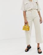 Weekday Cropped Straight Leg Jeans In Off White - Cream
