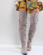 Daisy Street Lace Back Gray Over The Knee Boots