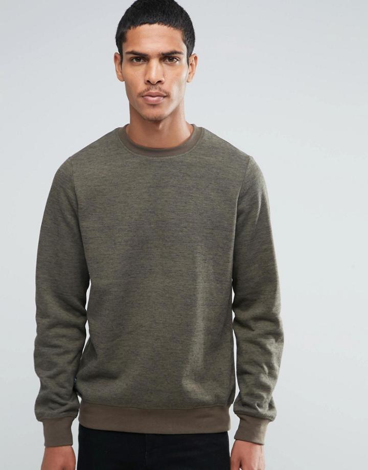 Threadbare Space Dye Crew Neck Sweater - Green