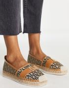 River Island Branded Espadrille In Dark Beige-neutral