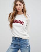 Abercrombie & Fitch Flock Logo Sweatshirt - Cream