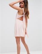 Asos Sash Back Mini Skater Dress - Pink
