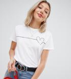 Asos Design Petite T-shirt With Clean Heart Print - White