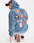 Crooked Tongues Sherpa Hoodie With Ct Badging In Blue-blues