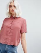 Pull & Bear Button Detail Shirt In Rust - Red