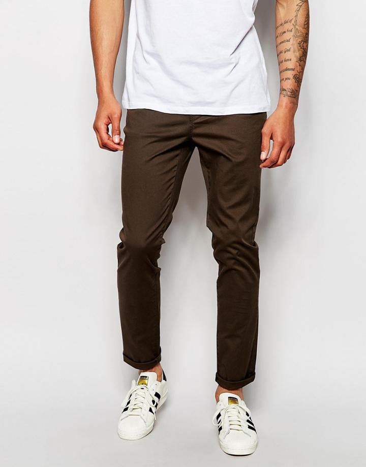 Asos Skinny Pants In Brown - Turkish Coffee