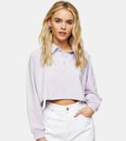 Topshop Petite Cropped Rugby Sweatshirt In Lilac-purple