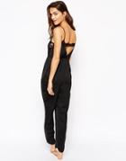 Asos Satin & Lace Jumpsuit - Black