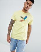 Boohooman T-shirt With Parrot Print In Yellow - Yellow