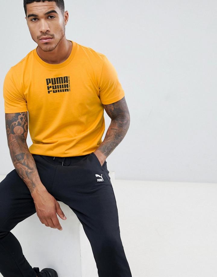 Puma T-shirt With Stacked Logo In Yellow 85240425 - Yellow