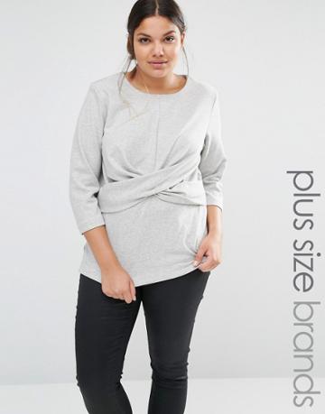 Carmakoma Knot Front Sweatshirt - Gray
